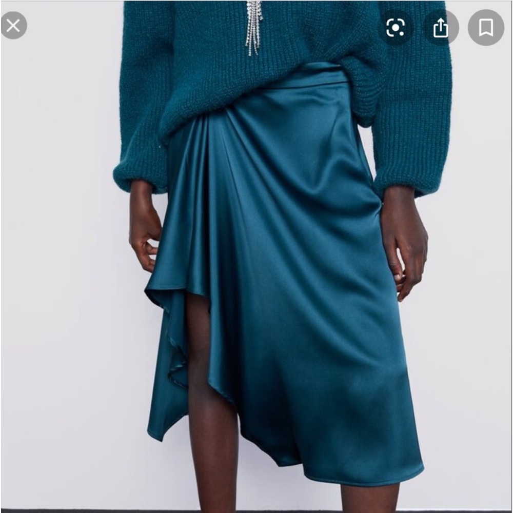 Zara Ruffled Side Slip Satin Skirt, Medium Size Excellent Condition